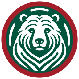 Logo de L'Ours Gourmand : une tête d'ours stylisée blanche sur fond vert, dans un anneau rouge.